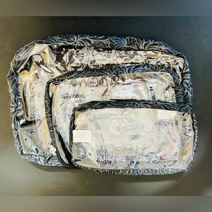 Baggallini Black and Gray Trim, Clear Travel Organizer Set of 3